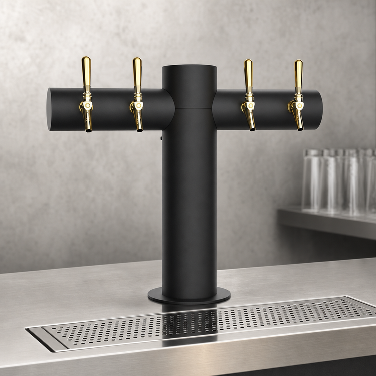 Product image #3 for Micro Matic Metropolis T-Style 4-Faucet Glycol-Cooled Beer Tower, Matte Black