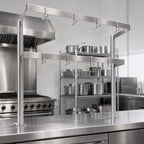 Thumbnail image #3 for John Boos PRD3 Table-Mounted Double-Bar Stainless Steel Pot Rack with 12 Double Hooks