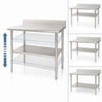 Thumbnail image #3 for Eagle Group 24144SADJUS-18/3 Adjustable Stainless Steel Work Table Undershelf, 144"W x 24"D, 18-Gauge 304 Stainless Steel, Uni-Lok Frame Compatible