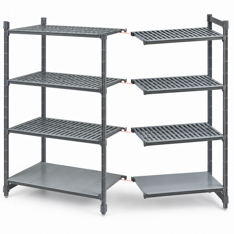 Product image #3 for Cambro Camshelving Basics Plus 18" x 30" x 64" 4-Tier Stationary Add-On Polymer Shelving Unit