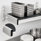 Thumbnail image #3 for Fermod WSB52-S 52W x 18D Solid Aluminum Wall-Mounted Shelving Unit with Removable Polymer Inserts