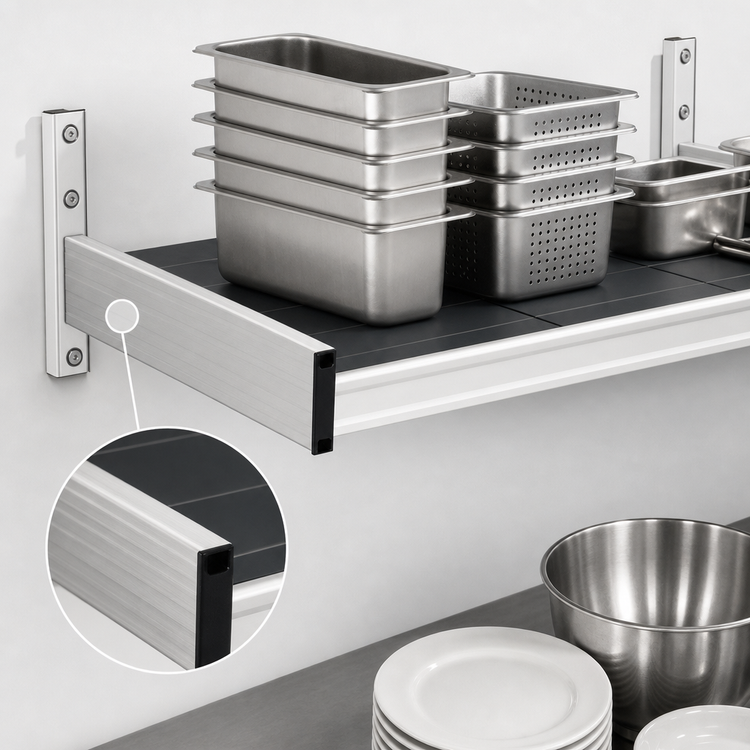 Product image #3 for Fermod 52W x 18D Solid Wall Shelving Unit with Removable Solid Polymer Inserts