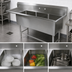Thumbnail image #3 for John Boos Pro-Bowl 3-Compartment Floor Sink with Left Drainboard, 16-Gauge Stainless Steel, 76-3/16 Inch Wide