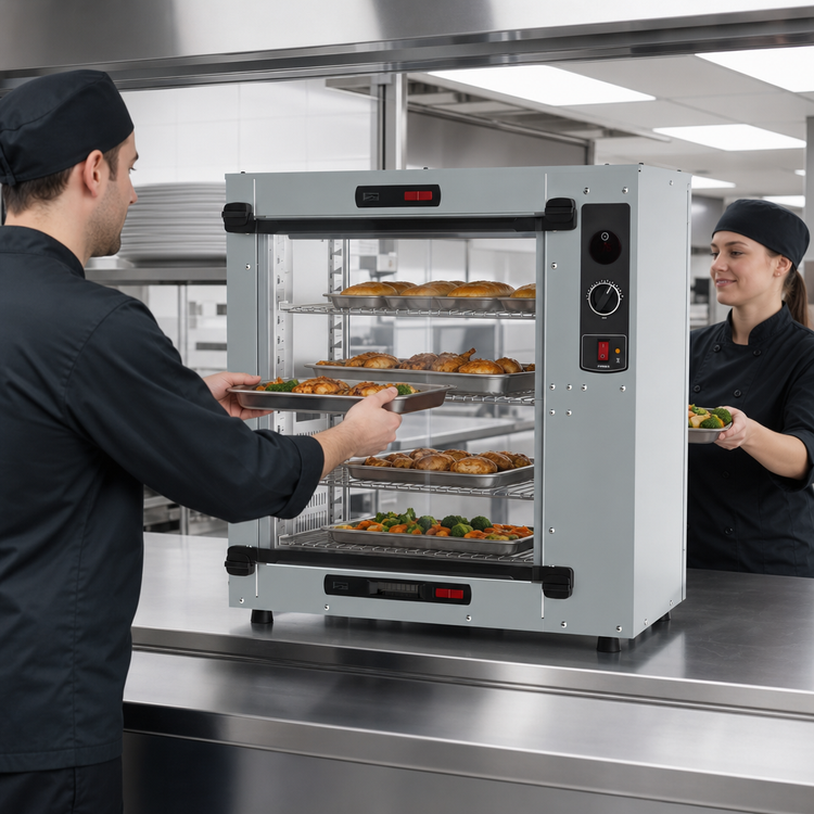 Product image #4 for Metro HotBlox Xpress S8 Pass-Thru Countertop Heated Holding Cabinet with Clear Flip Doors and Thermostatic Controls