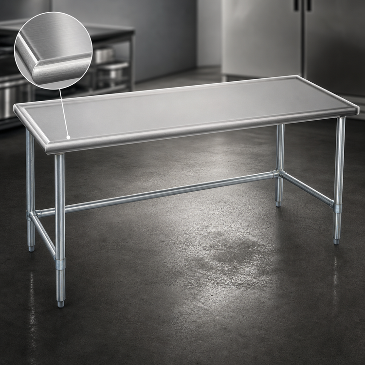Product image #3 for Spec-Master 48-Inch x 24-Inch Marine Series 14-Gauge Stainless Steel Work Table with Marine Edge and Galvanized Base