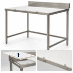 Thumbnail image #3 for Eagle Group BT36120S 120-Inch x 36-Inch Poly Top Boning Table with Removable 1/2-Inch Polymer Boards, Stainless Steel Base & 4-Inch Backsplash