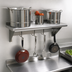 Thumbnail image #3 for Advance Tabco 96-Inch Wall-Mounted Stainless Steel Shelf with Pot Rack, 15-Inch Deep