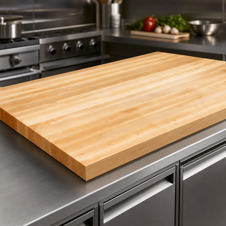 Product image #3 for John Boos Boos Block 108 x 27 Inch Full-Length Rail Edge Grain Maple Kitchen Countertop, 1-1/2 Inch Thick, Varnique Finish