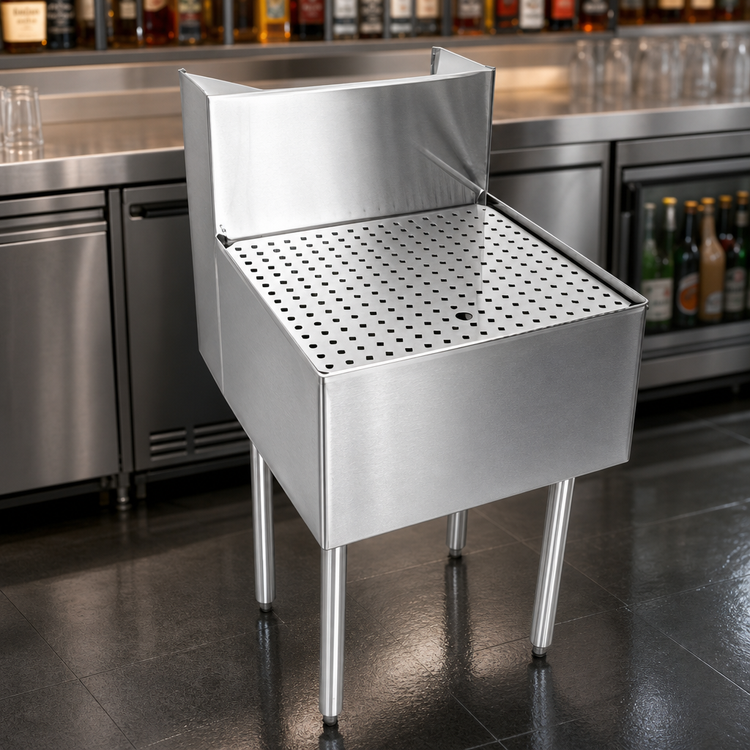 Product image #3 for CHOICE 30-Inch Stainless Steel Underbar Beer Drainer with 5-Inch Forward Backsplash