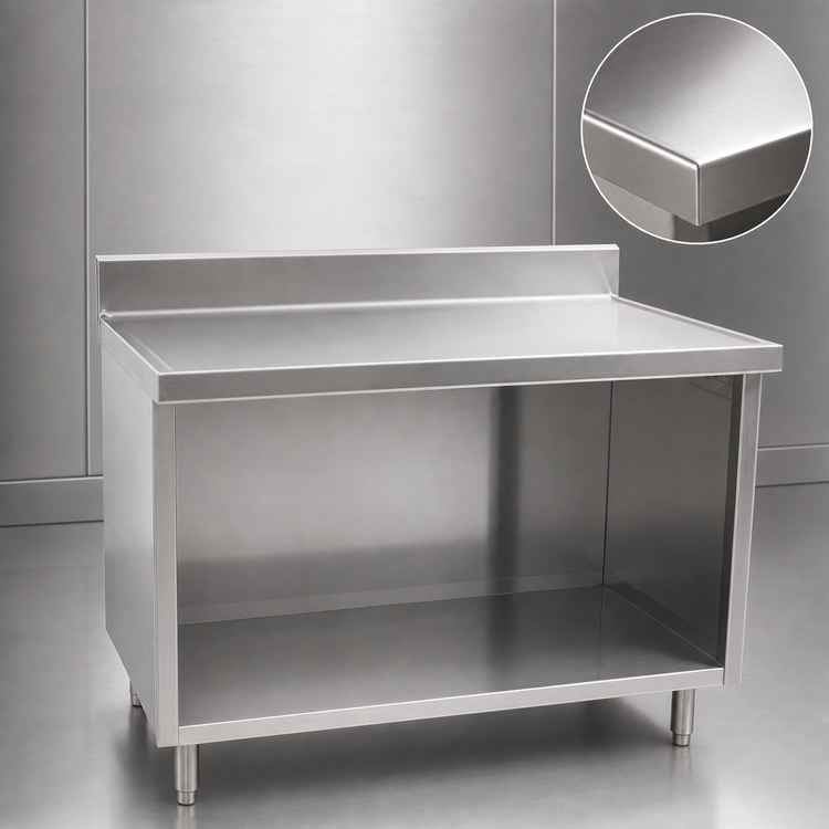 Product image #3 for Eagle Spec-Master Marine Series Stainless Steel Work Table with Open Front Cabinet Base, 72 x 30 Inches, 4-1/2 Inch Backsplash