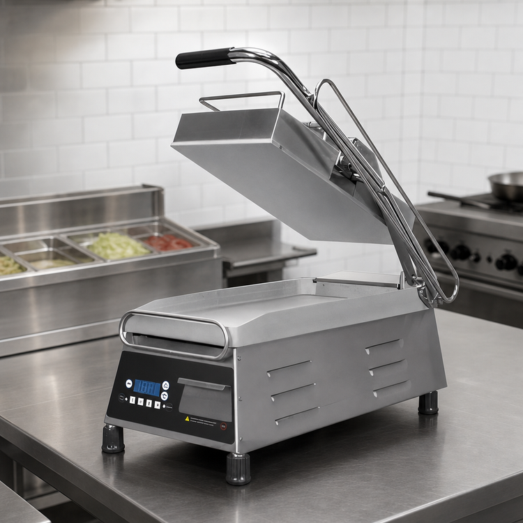 Product image #3 for Proluxe CS157 Compact Clamshell Commercial Panini Press with 7 x 15-Inch Smooth Top and Bottom Plates