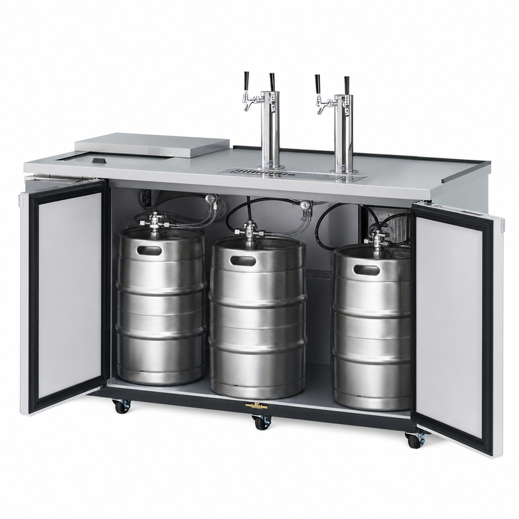 Product image #3 for Turbo Air Super Deluxe Club Top 3 Half-Barrel Keg Beer Dispenser with 2 Columns and 2 Swing Doors