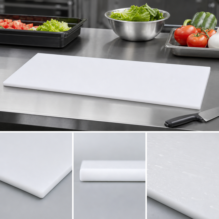 Product image #3 for John Boos 96 Inch x 12 Inch x 3/4 Inch Reversible Polyethylene Steam Table Cutting Board