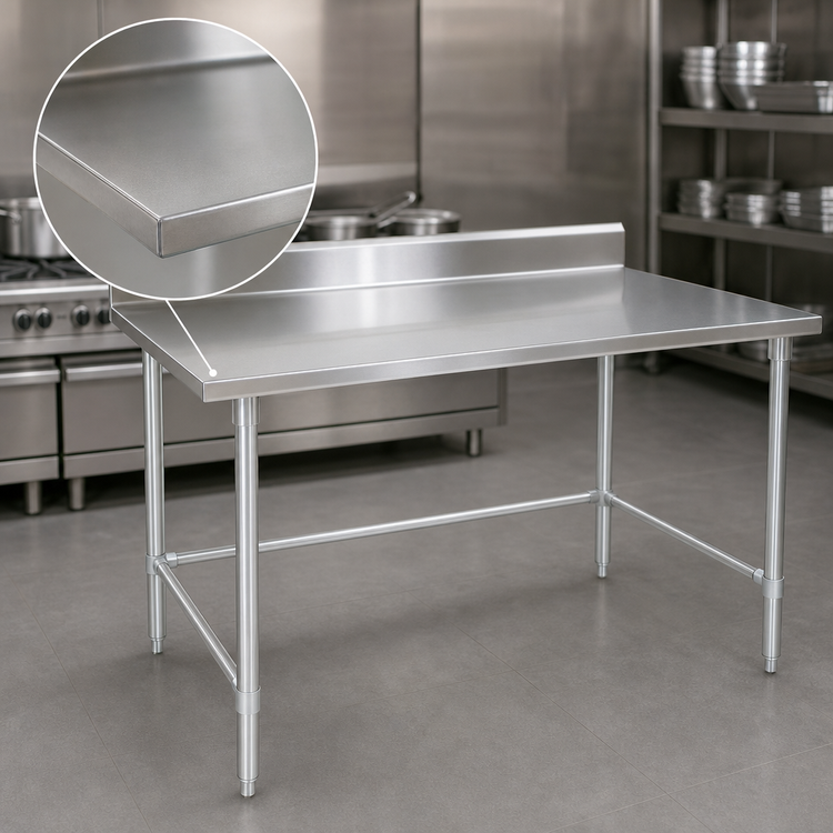 Product image #3 for John Boos Stallion 108-Inch Stainless Steel Work Table with 5-Inch Backsplash