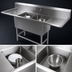 Thumbnail image #3 for John Boos Pro-Bowl 2-Compartment Stainless Steel Sink with Dual Drainboards, 123-1/4 Inch Wide