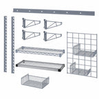 Thumbnail image #3 for Quantum SGK-401836-3GY Medium-Duty Wall-Mount Starter Kit with 40-Inch Track, Mixed Shelves & Grid Panel, Gray Epoxy Antimicrobial, NSF