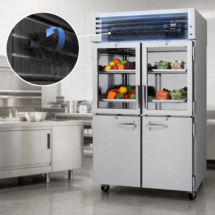 Product image #3 for Turbo Air PRO Series Extra-Deep Two-Section Glass & Solid Half-Door Reach-In Refrigerator, 50.8 Cu. Ft., Top Mount