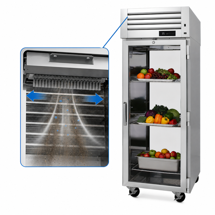 Product image #3 for Turbo Air PRO Series Pass-Thru Glass-Front/Solid-Rear Reach-In Refrigerator, 1 Section, 26.48 Cu. Ft., Top-Mount Self-Contained