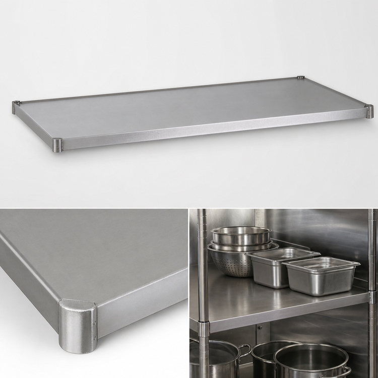Product image #3 for Eagle Group 18-Gauge 304 Stainless Steel Solid Shelf, 54 x 21 Inches, Marine Edge, 400 lb Capacity