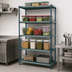 Thumbnail image #3 for Quantum 5-Tier Stationary Wire Plastic Mat Shelving Unit, 30 x 14 x 86 Inches, Green Epoxy Coated