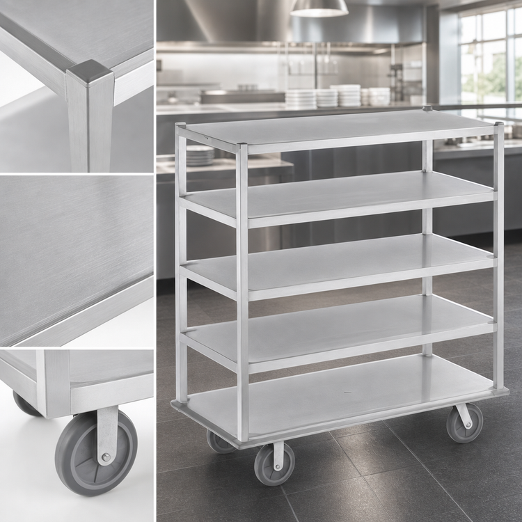 Product image #3 for Channel Manufacturing Queen Mary Aluminum Banquet / Utility Cart, 6 Shelves, 62 x 28 x 66 Inches