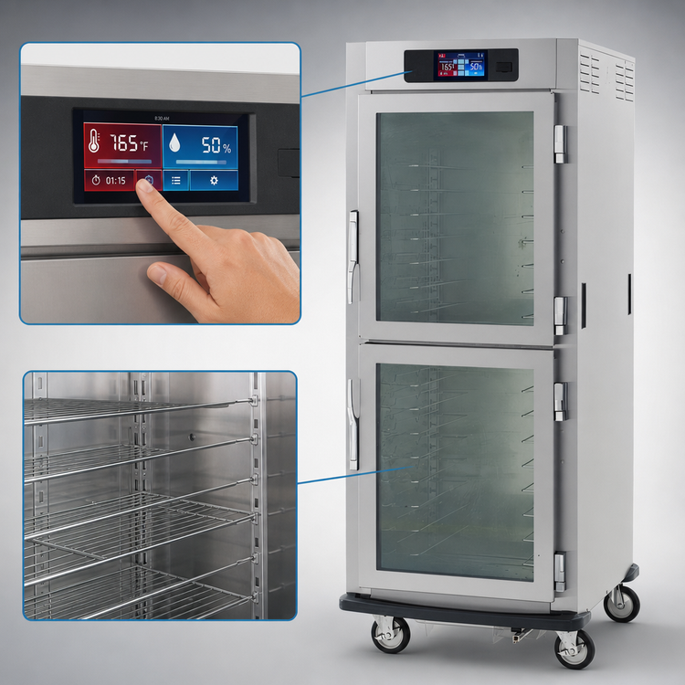 Product image #3 for Metro C5 9 Series Full-Height Pass-Thru Controlled Humidity Heated Holding and Proofing Cabinet, Dutch Doors, Universal Wire Slides