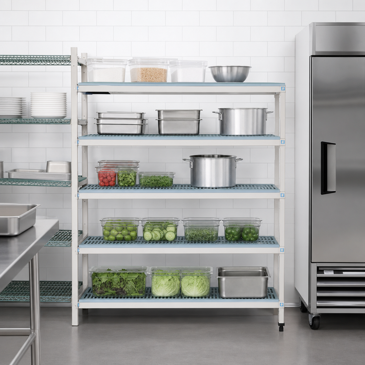 Product image #3 for MetroMax i 5-Tier Add-On Polymer Shelving Unit, 48W x 18D x 74H, Blue