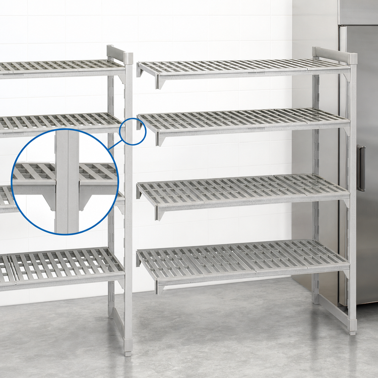 Product image #4 for Cambro Camshelving Premium 5-Shelf Vented Stationary Add-On Shelving Unit, 21 x 42 x 64 Inches, Speckled Gray