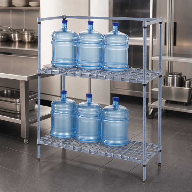 Product image #3 for Quantum Two-Tier Modular Tank and Beverage Container Dunnage Rack, 24 x 24 x 54 Inches, Gray Epoxy Antimicrobial Finish
