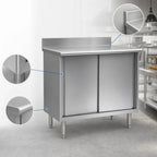 Thumbnail image #3 for Eagle Group Spec-Master CB3072SE-BS Enclosed Stainless Steel Worktable, 72 x 30 Inches, Sliding Doors, 14-Gauge 304 Top, Backsplash