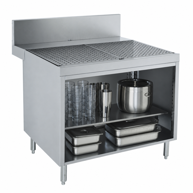 Product image #3 for Advance Tabco Prestige (Supreme) 42-Inch Underbar Drainboard Cabinet, Open Front, Stainless Steel