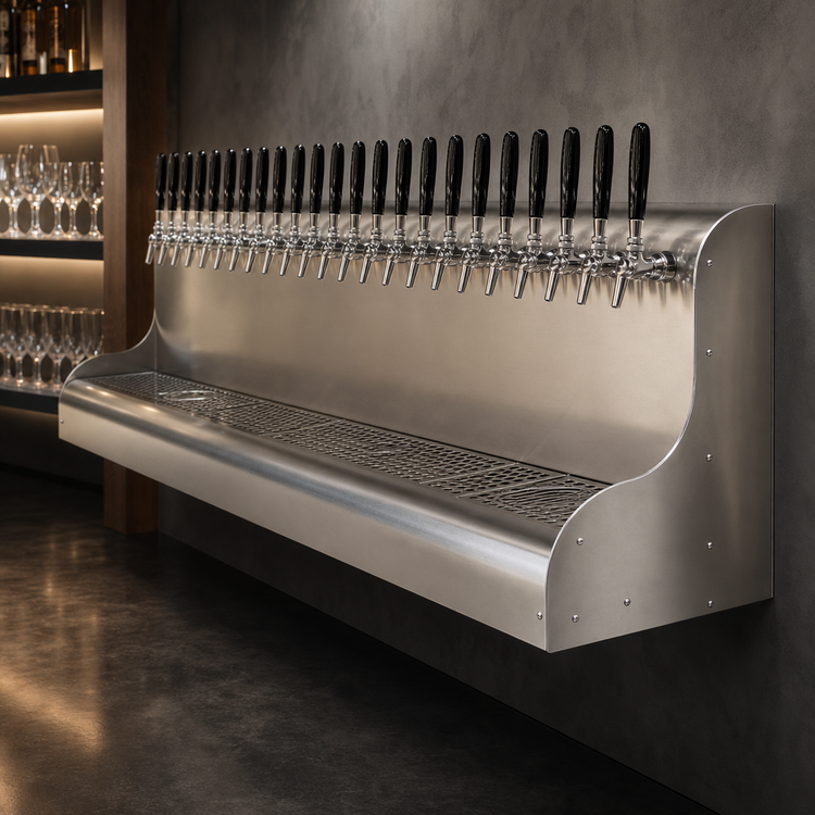Product image #3 for Perlick 20-Faucet Wall-Mount Glycol-Cooled Modular Draft Beer Dispensing Tower, Stainless Steel, Bottom Exit