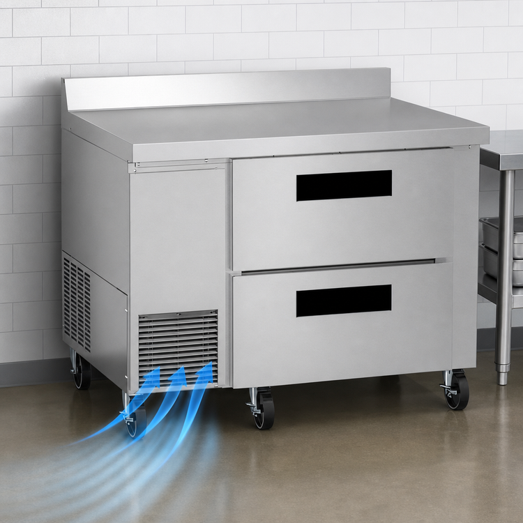 Product image #3 for Hoshizaki Steelheart One-Section 46-Inch Worktop Refrigerator with Two Drawers