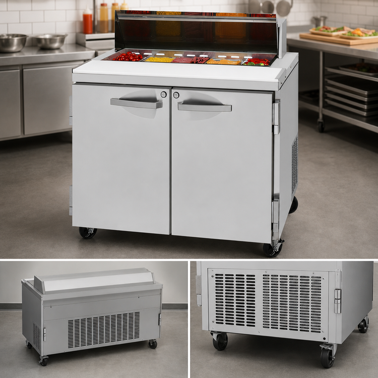 Product image #3 for Turbo Air PRO Series 36-1/4-Inch 2-Section Sandwich/Salad Prep Table with 10-Pan Top Opening and Rear-Mount Self-Contained Compressor