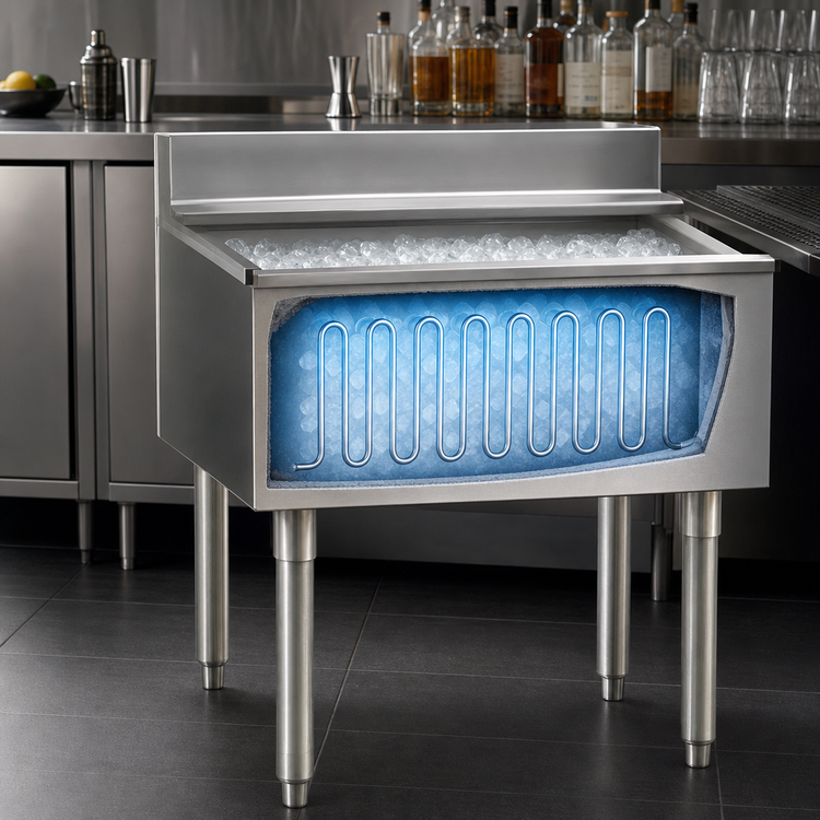 Product image #3 for Eagle Group 2200 Series Underbar Ice Bin/Cocktail Unit with 7-Circuit Cold Plate, 42-Inch W x 24-Inch D, 120-Lb. Capacity