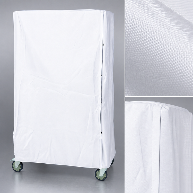 Product image #3 for Quantum 18 x 48 x 74 Inch White Nylon Wire Cart Cover with Velcro Flap