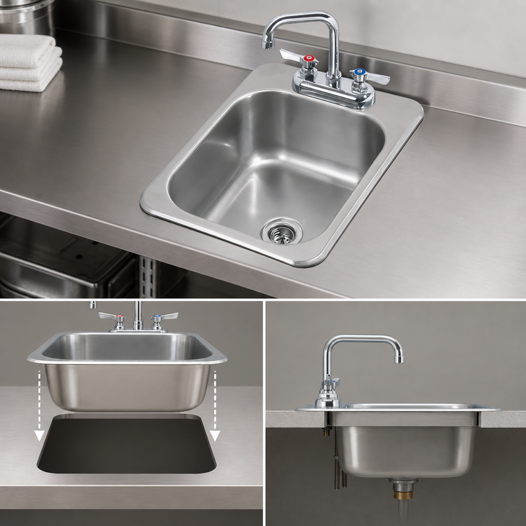 Product image #3 for Krowne 13-Inch x 17-1/2-Inch Drop-In Stainless Steel Hand Sink with Faucet