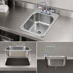 Thumbnail image #3 for Krowne HS-1317 Drop-In Stainless Steel Hand Sink, 13 x 17-1/2 x 6-3/8 in, Included 4-Inch OC Faucet