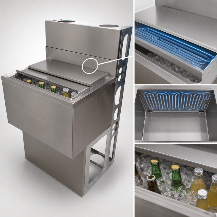 Product image #3 for BK Resources Underbar Ice Bin with 7-Circuit Cold Plate, 66 lb Capacity, Stainless Steel