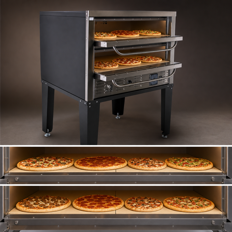 Product image #4 for Peerless CE61PE Electric 2-Deck Pizza Deck Oven with Stone Deck Interiors