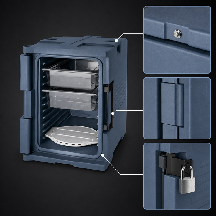 Product image #4 for Cambro Ultra Pan Carrier® Front-Loading Insulated Food Pan Carrier with Security Package, Slate Blue