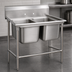 Thumbnail image #3 for Advance Tabco Regaline 2-Compartment Floor Model Sink with 20 x 20 Bowls, 14-Gauge 304 Stainless Steel, 11-Inch Splash
