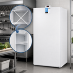 Thumbnail image #4 for Summit Commercial Accucold® FFUF234IM 21 Cu. Ft. Frost-Free Upright Reach-In Freezer with Icemaker, White, Reversible Solid Door