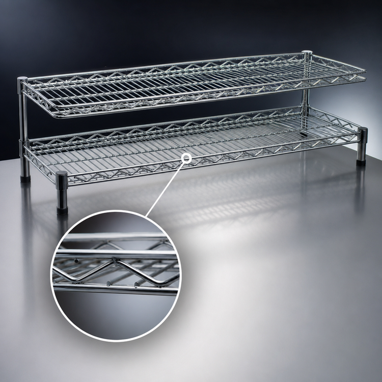 Product image #3 for Eagle Group QuadTruss 2-Tier Front Case Merchandise Cantilevered Shelving Unit, 24 x 14 x 14 Inches, Chrome Finish