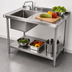 Thumbnail image #3 for 72-Inch x 24-Inch Stainless Steel Left Sink Work Table with Prep Sink and Undershelf