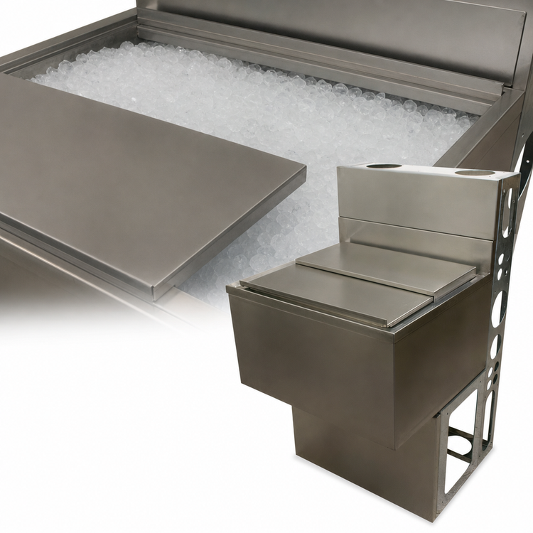 Product image #4 for BK Resources 48-Inch Stainless Steel Underbar Ice Bin with Sliding Cover, 167 lb Capacity