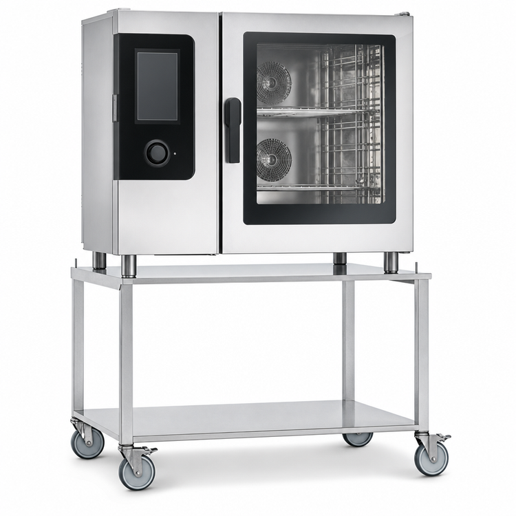 Product image #3 for Convotherm Stainless Steel Open Oven Stand with Undershelf and Casters for C4 6.10 & 10.10