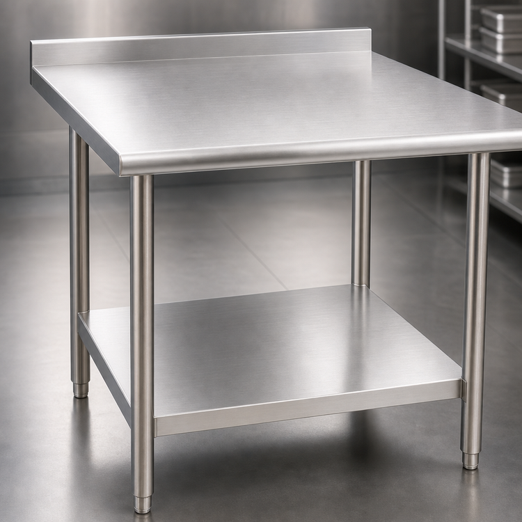 Product image #3 for Eagle Group BlendPort FL Series Stainless Steel Work Table with 1-1/2 Inch Rear Upturn and Galvanized Undershelf, 72 x 30 Inches