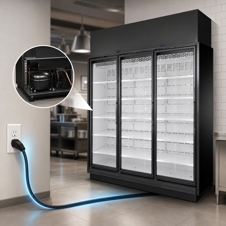 Product image #3 for True TRM3M 3-Door Medium-Temperature Glass Door Merchandiser