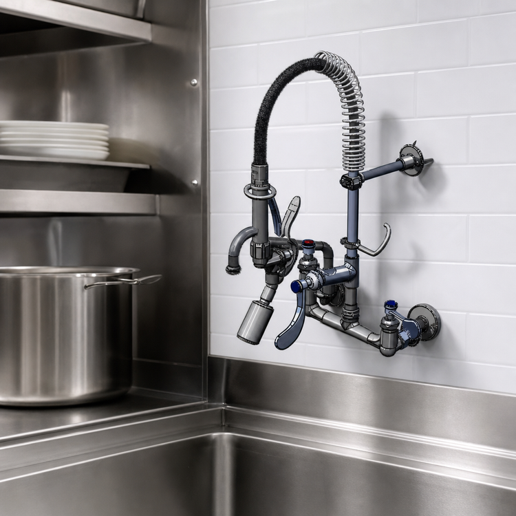 Product image #3 for T&S Brass 8-Inch Wall-Mount Mini Pre-Rinse Unit with Spray Valve
